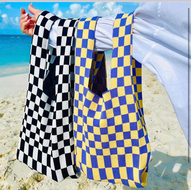 Checkered Knit Bags